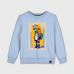 Свитшот хлопковый детский Fox cub - urban style - neural network, цвет: мягкое небо
