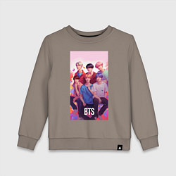 Свитшот хлопковый детский BTS art anime style, цвет: утренний латте