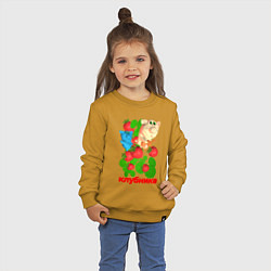 Свитшот хлопковый детский Котики в клубнике, цвет: горчичный — фото 2