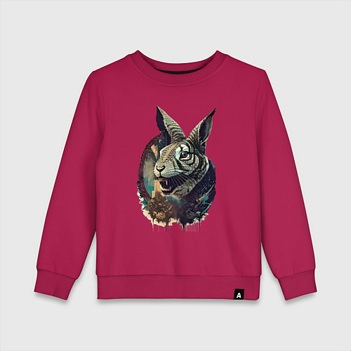 Детский свитшот Свирепый зайчара - нейросеть / Маджента – фото 1