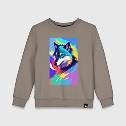 Детский свитшот Wolf - pop art - neural network