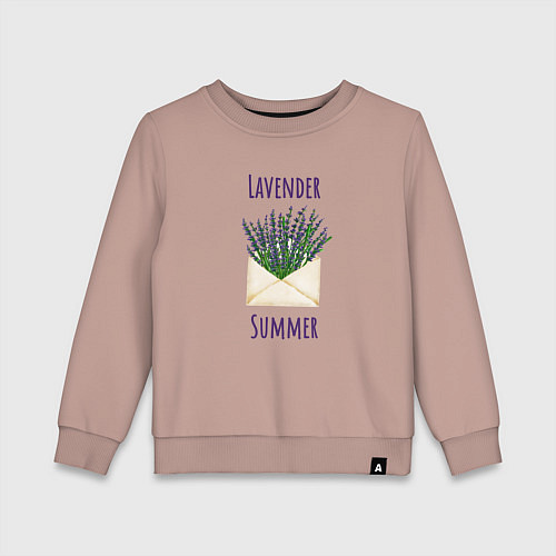 Детский свитшот Lavender Summer - букет лаванды в конверте / Пыльно-розовый – фото 1