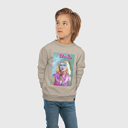 Свитшот хлопковый детский Портрет Барби - Марго Робби, цвет: миндальный — фото 2