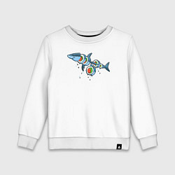Свитшот хлопковый детский Суши акула, цвет: белый