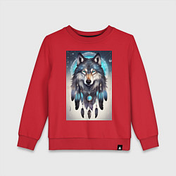 Свитшот хлопковый детский Шаман волк, цвет: красный
