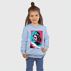 Свитшот хлопковый детский Взгляд ведьмы - нейросеть - поп арт, цвет: мягкое небо — фото 2