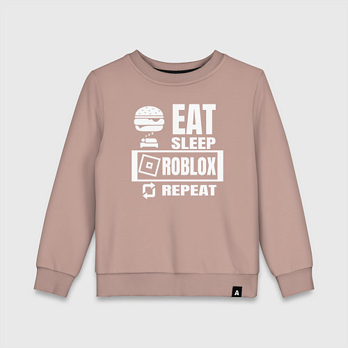 Детский свитшот Роблокс на повторе / Пыльно-розовый – фото 1