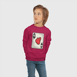 Свитшот хлопковый детский Туз сердца, цвет: маджента — фото 2