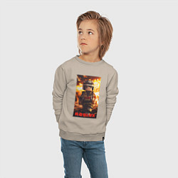 Свитшот хлопковый детский Пожарный роблокс, цвет: миндальный — фото 2