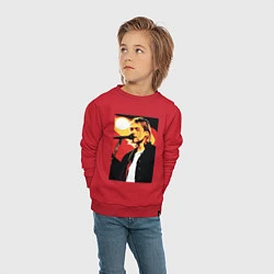 Свитшот хлопковый детский Курт Кобейн с микрофоном, цвет: красный — фото 2