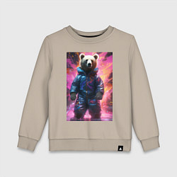 Свитшот хлопковый детский Мишка таптышка, цвет: миндальный