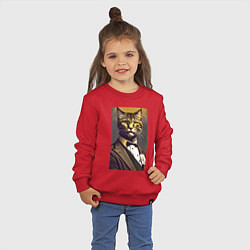 Свитшот хлопковый детский Крутой котяра - джентльмен - нейросеть, цвет: красный — фото 2