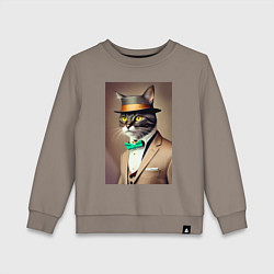 Детский свитшот Портрет кота джентльмена в шляпе