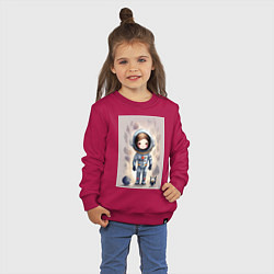 Свитшот хлопковый детский Милый маленький космонавт - нейросеть, цвет: маджента — фото 2