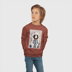 Свитшот хлопковый детский Милый маленький космонавт - нейросеть, цвет: кирпичный — фото 2
