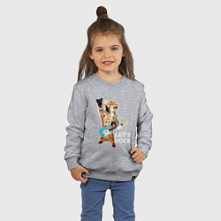 Свитшот хлопковый детский Let s rock Котик рокер, цвет: меланж — фото 2