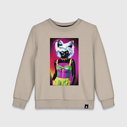 Детский свитшот Cat fashionista - pop art - neural network