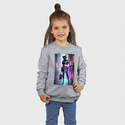 Свитшот хлопковый детский Крутая модная кисуля в ночном Бронксе - нейросеть, цвет: меланж — фото 2