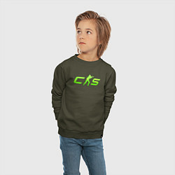 Свитшот хлопковый детский CS2 green logo, цвет: хаки — фото 2