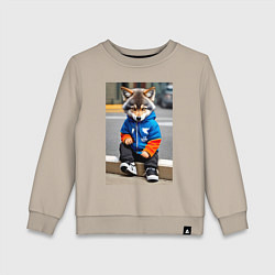 Детский свитшот Уличный волчонок-хулиган - нейросеть