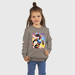 Свитшот хлопковый детский Девушка спринтер, цвет: утренний латте — фото 2