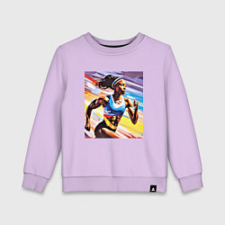 Свитшот хлопковый детский Девушка спринтер, цвет: лаванда