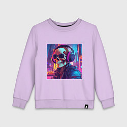 Свитшот хлопковый детский Скелет в темных очках, цвет: лаванда