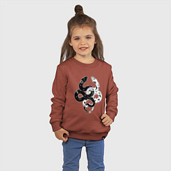 Свитшот хлопковый детский Змеи инь и янь - черное белое, цвет: кирпичный — фото 2