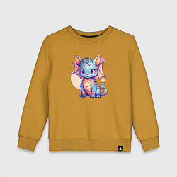 Свитшот хлопковый детский Cute dragon cat, цвет: горчичный