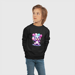 Свитшот хлопковый детский Мишка фиолетовый с шарами, цвет: черный — фото 2