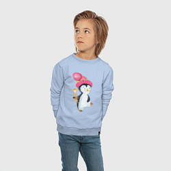 Свитшот хлопковый детский Пингвин с трубой, цвет: мягкое небо — фото 2