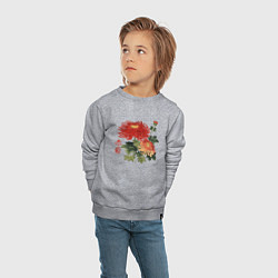 Свитшот хлопковый детский Красные хризантемы, цвет: меланж — фото 2