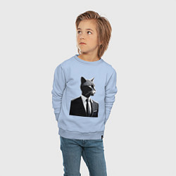 Свитшот хлопковый детский Бизнес-кот, цвет: мягкое небо — фото 2