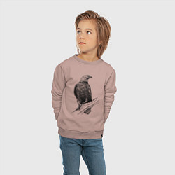 Свитшот хлопковый детский Орёл на ветке, цвет: пыльно-розовый — фото 2