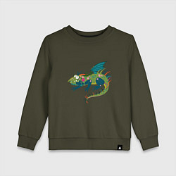 Детский свитшот Забавный зеленый дракон ящерица символ 2024 года
