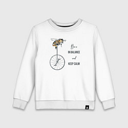 Свитшот хлопковый детский Be in ballance and keep calm, цвет: белый