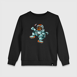 Свитшот хлопковый детский Обезьянка космонавт, цвет: черный