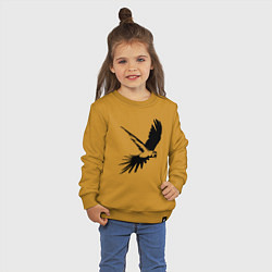 Свитшот хлопковый детский Попугай летит трафарет, цвет: горчичный — фото 2