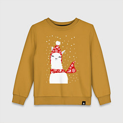 Детский свитшот Лама - альпака в шапочке и шарфе