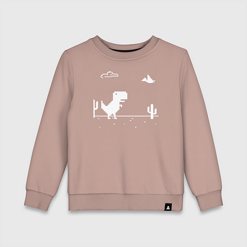Детский свитшот Динозавр гугл хром Дино / Пыльно-розовый – фото 1
