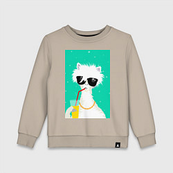 Детский свитшот Лама-альпака на чиле с бокалом