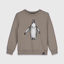 Свитшот хлопковый детский Пингвин штрихами, цвет: утренний латте