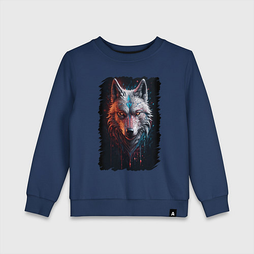 Детский свитшот Психоделический волк / Тёмно-синий – фото 1