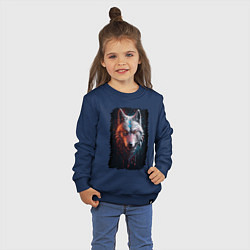 Свитшот хлопковый детский Психоделический волк, цвет: тёмно-синий — фото 2