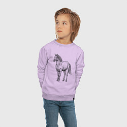 Свитшот хлопковый детский Лошадь стоит, цвет: лаванда — фото 2