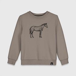 Свитшот хлопковый детский Лошадь стоит в профиль, цвет: утренний латте