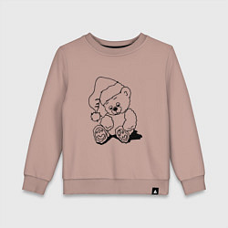 Детский свитшот Мишка игрушечный в колпаке деда Мороза - раскраска