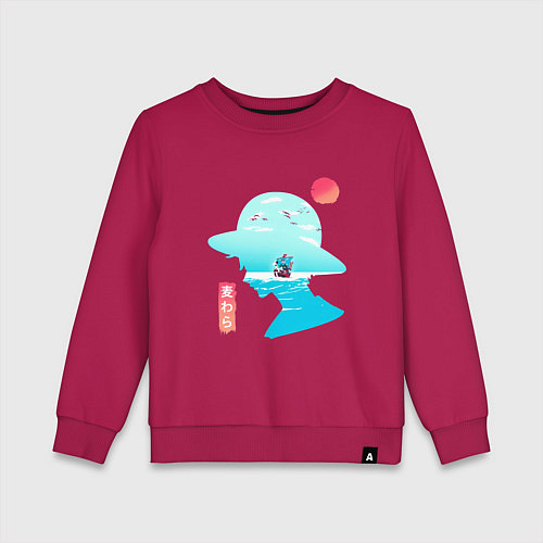 Детский свитшот One Piece Луффи в шляпе / Маджента – фото 1
