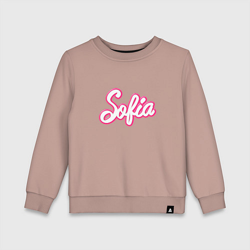 Детский свитшот София в стиле Барби - объемный шрифт / Пыльно-розовый – фото 1