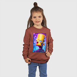 Свитшот хлопковый детский Cyber Bart Simpson - ai art, цвет: кирпичный — фото 2